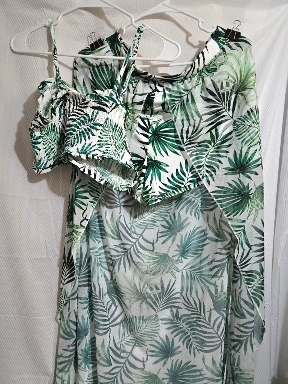 No Boundaries Junior L 11-13 Tropical Palm 2-Piece Crop Top & Shorts cover-up